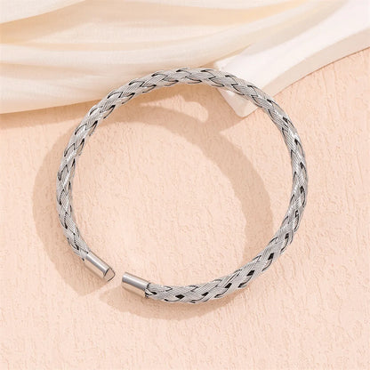 Simple Style Solid Color 201 Stainless Steel 18K Gold Plated Bracelets In Bulk