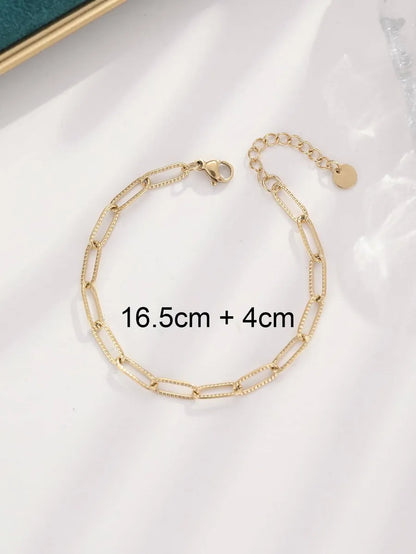 Simple Style Solid Color Stainless Steel Plating 18k Gold Plated Bracelets