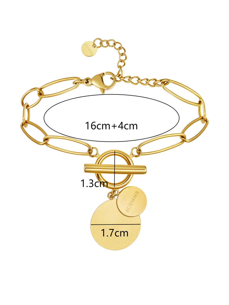 Simple Style Solid Color Stainless Steel Plating 18k Gold Plated Bracelets