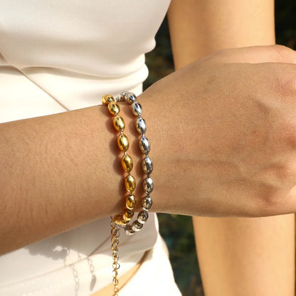 Simple Style Solid Color Stainless Steel Plating 18k Gold Plated Bracelets