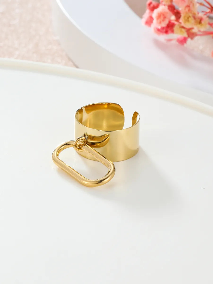 Simple Style Solid Color Stainless Steel Plating 18k Gold Plated Charm Rings