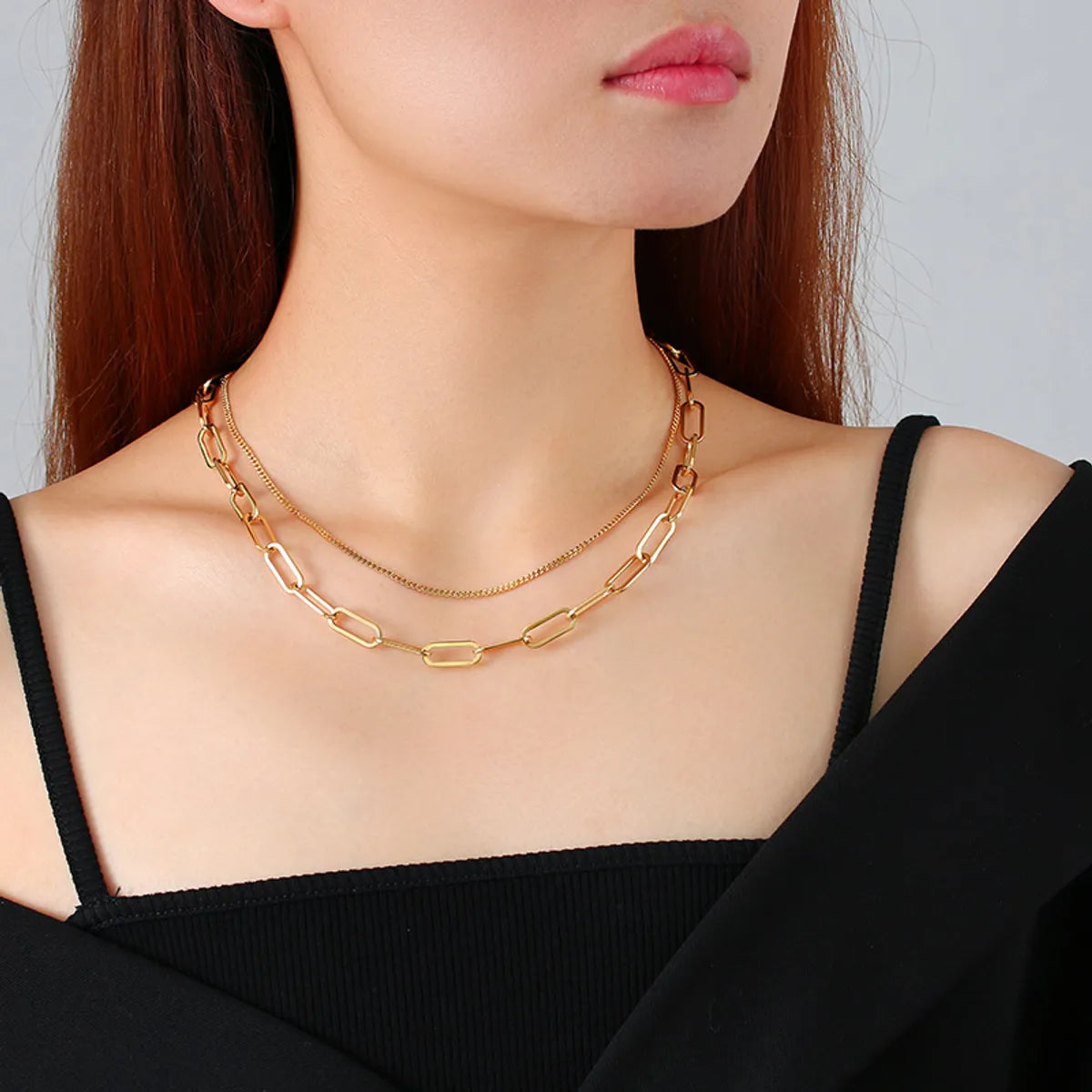 201 Stainless Steel 18K Gold Plated Simple Style Plating Solid Color Necklace