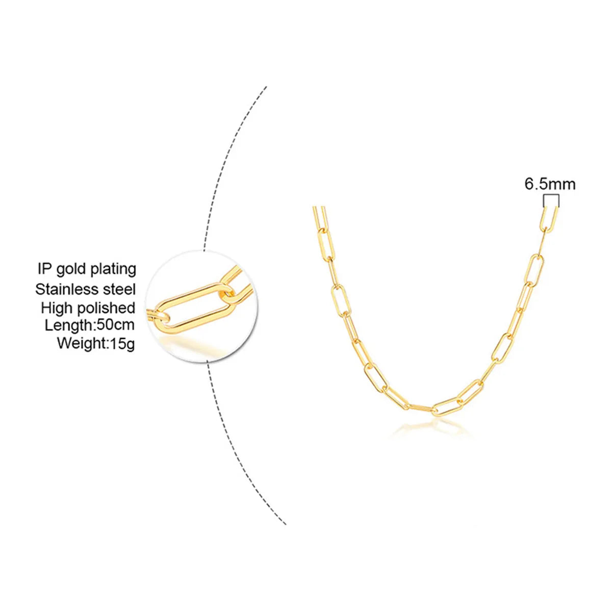 201 Stainless Steel 18K Gold Plated Simple Style Plating Solid Color Necklace