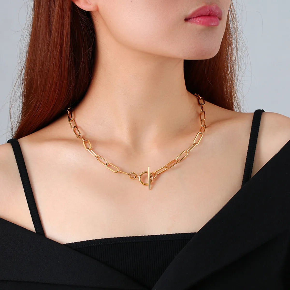 201 Stainless Steel 18K Gold Plated Simple Style Plating Solid Color Necklace