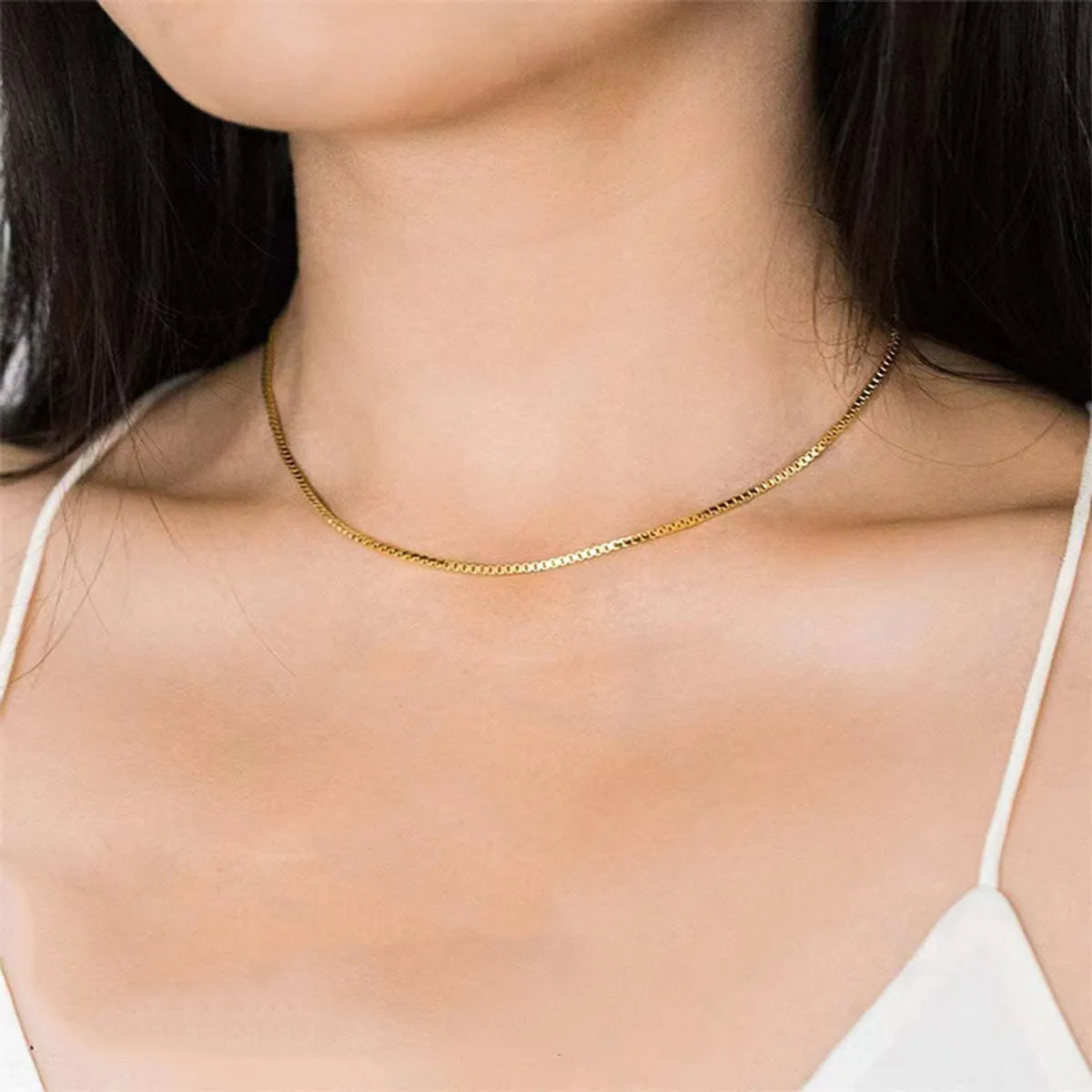 Simple Style Solid Color Stainless Steel Plating 18k Gold Plated Necklace