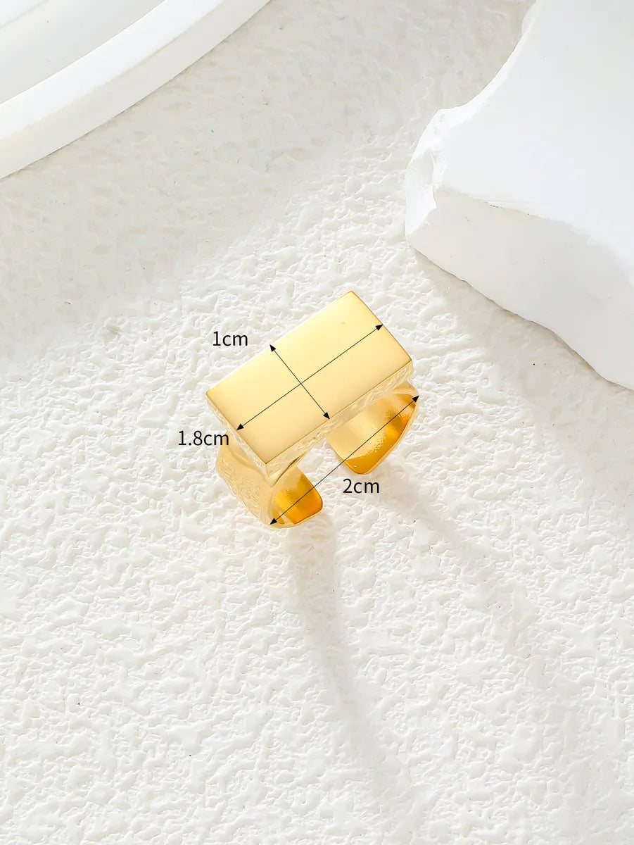 Simple Style Solid Color Stainless Steel Plating 18k Gold Plated Open Rings