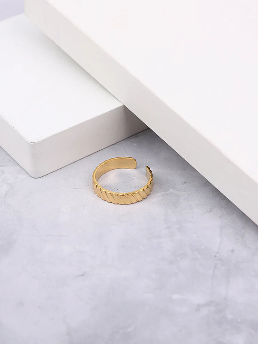 Simple Style Solid Color Stainless Steel Plating 18k Gold Plated Open Rings