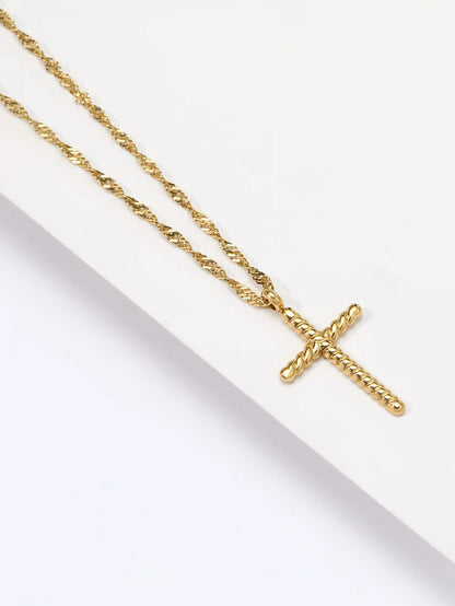 Simple Style Solid Color Stainless Steel Plating 18k Gold Plated Pendant Necklace