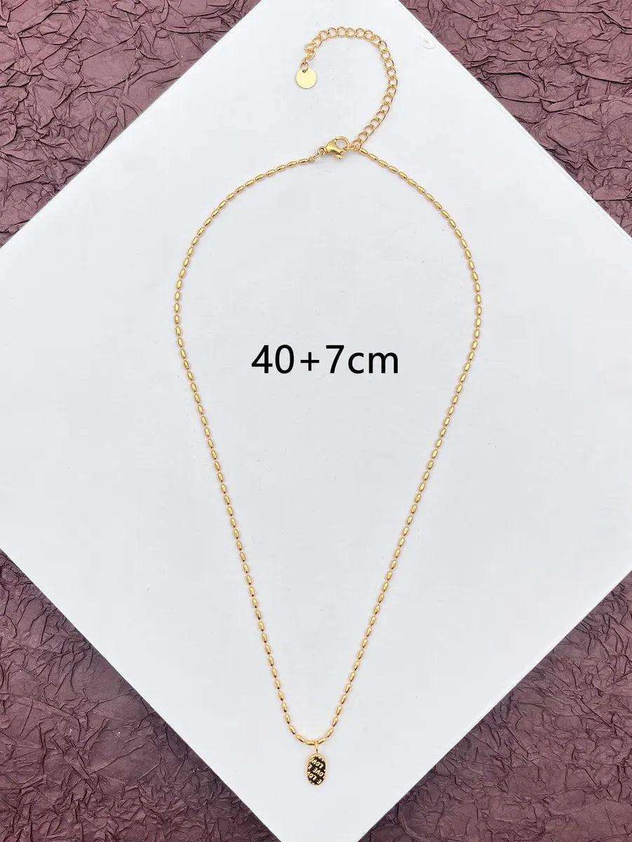 Simple Style Solid Color Stainless Steel Plating 18k Gold Plated Pendant Necklace