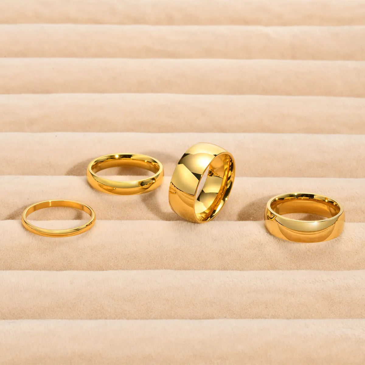 Simple Style Solid Color Stainless Steel Plating 18k Gold Plated Rings