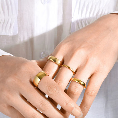 Simple Style Solid Color Stainless Steel Plating 18k Gold Plated Rings