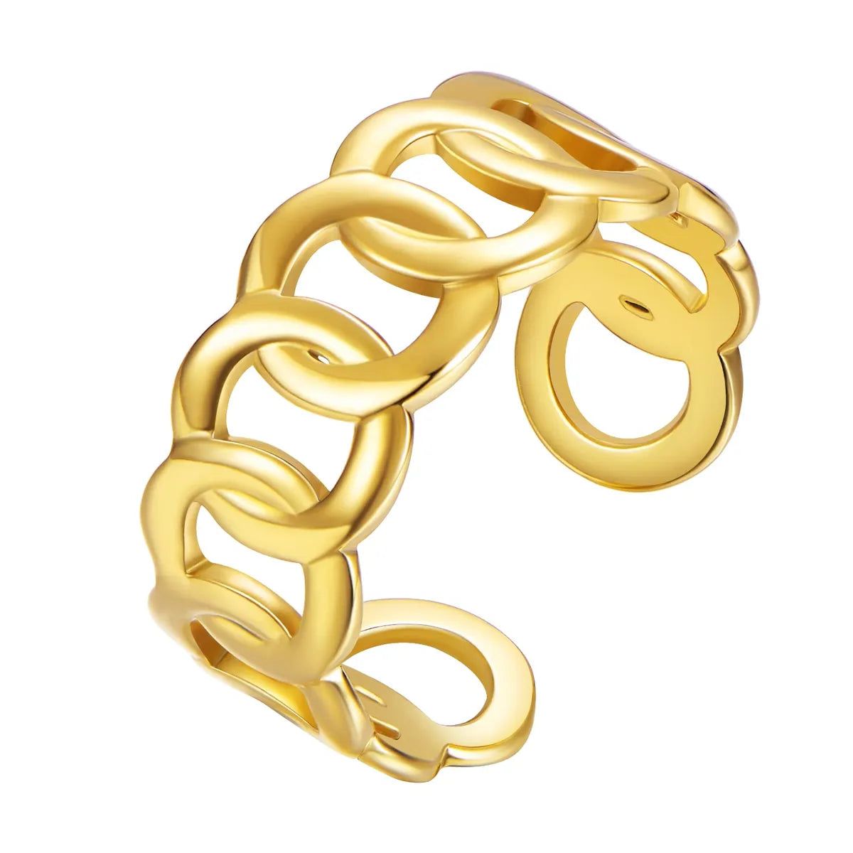 304 Stainless Steel 14K Gold Plated Simple Style Plating Solid Color Rings