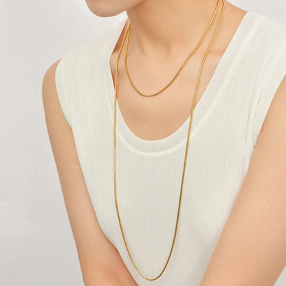 Simple Style Solid Color Stainless Steel Plating 18k Gold Plated Silver Plated Layered Necklaces