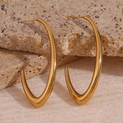 Simple Style Solid Color Stainless Steel Plating 18k Gold Plated Women's Ear Studs