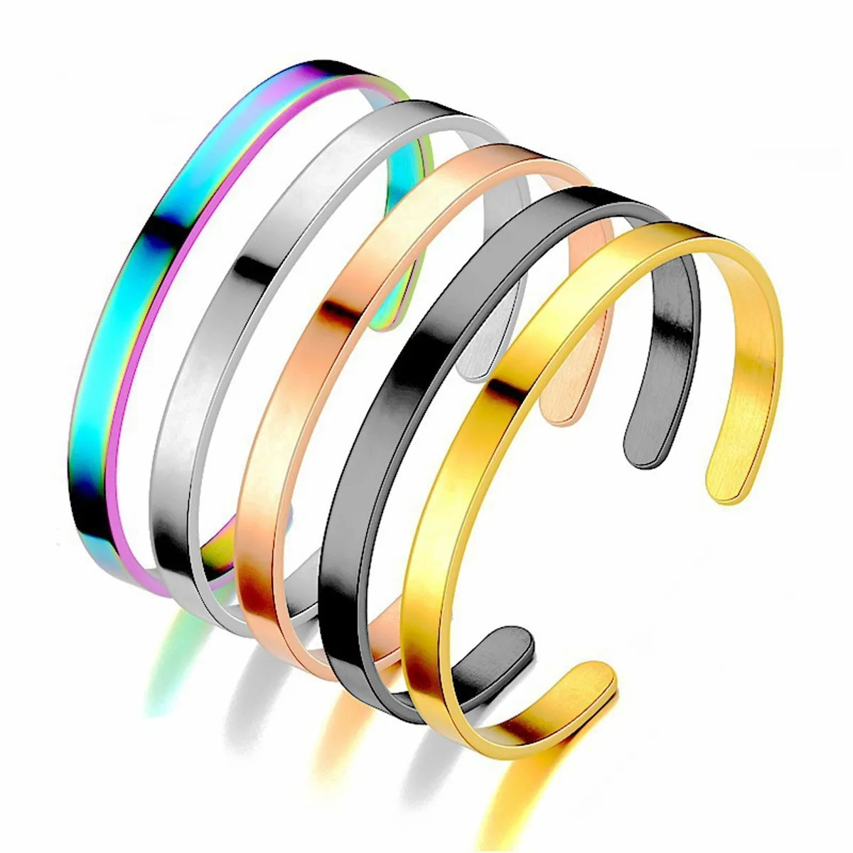 Simple Style Solid Color Stainless Steel Plating Bangle 1 Piece