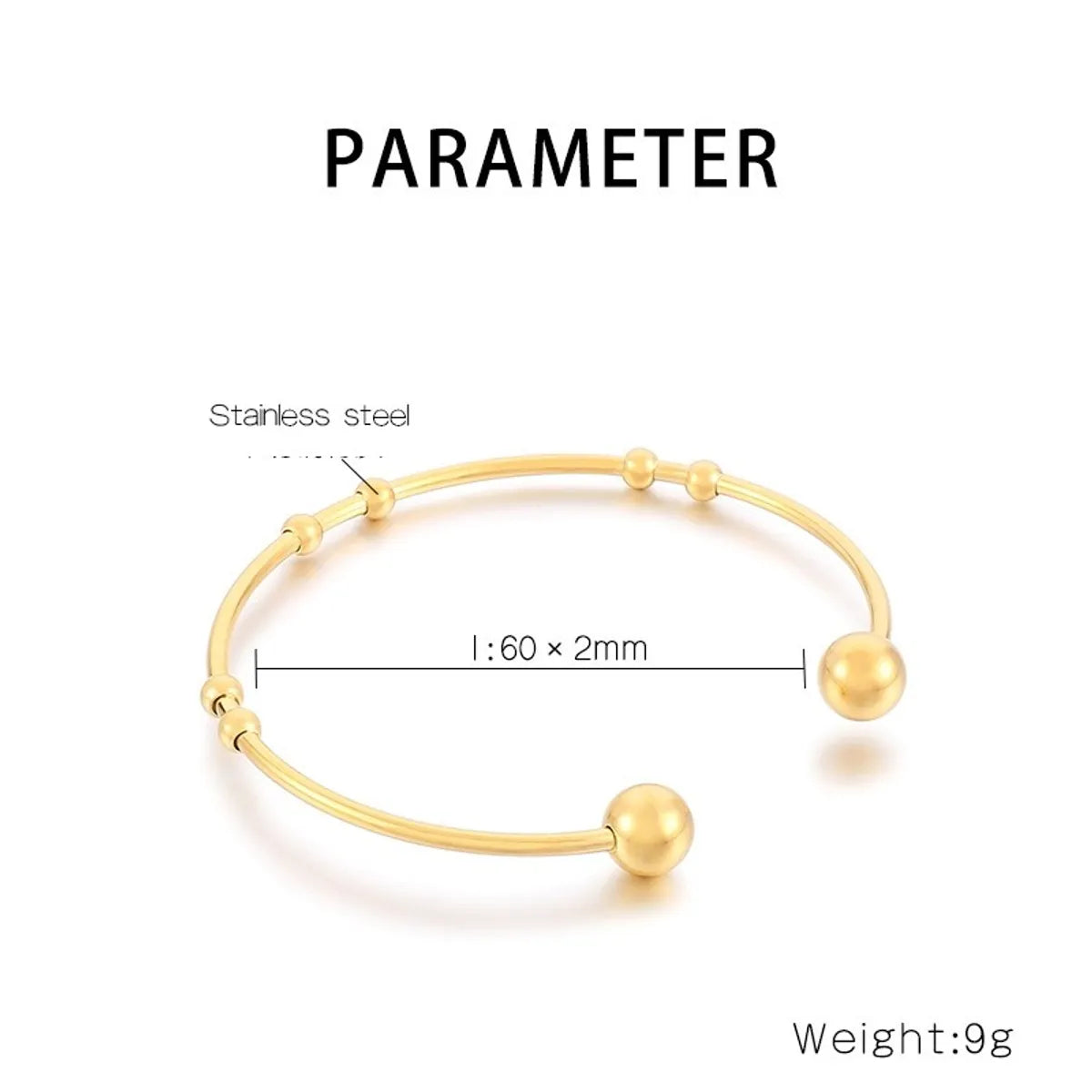 Simple Style Solid Color Stainless Steel 18K Gold Plated Bangle In Bulk