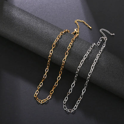 Simple Style Solid Color Stainless Steel Plating Chain Necklace