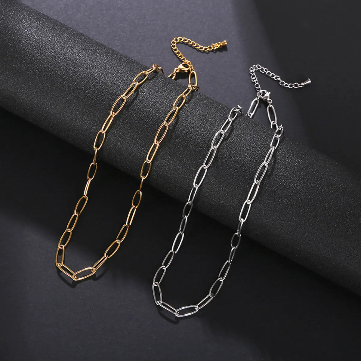 Simple Style Solid Color Stainless Steel Plating Chain Necklace