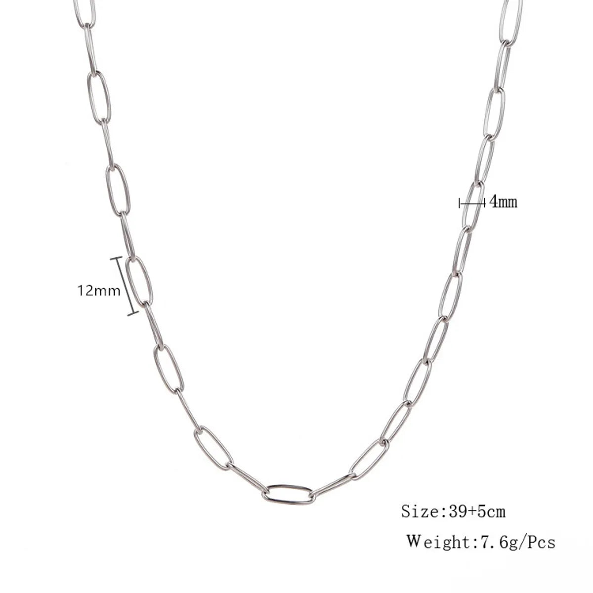 Simple Style Solid Color Stainless Steel Plating Chain Necklace