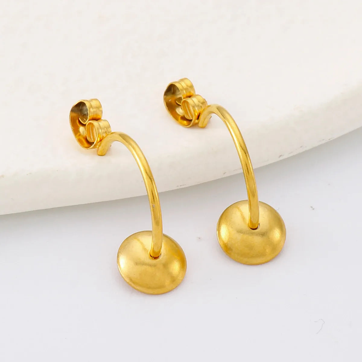 1 Pair Stainless Steel 18K Gold Plated Solid Color