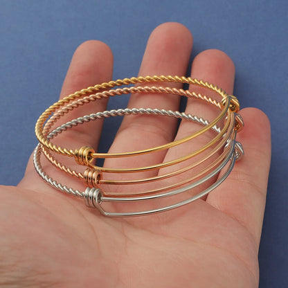 Simple Style Solid Color Stainless Steel Plating Gold Plated Bangle