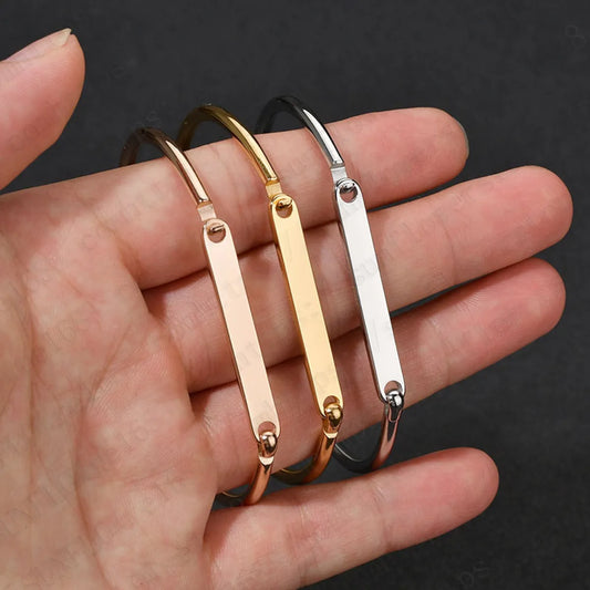 Simple Style Solid Color Stainless Steel Plating Gold Plated Bangle