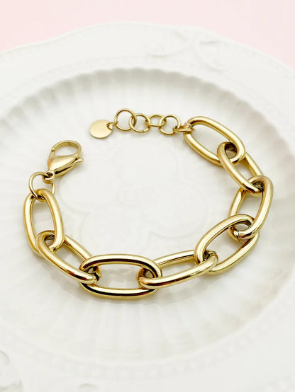 Simple Style Solid Color Stainless Steel Plating Gold Plated Bracelets