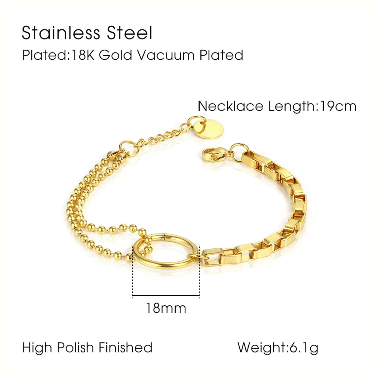 Simple Style Solid Color Stainless Steel Plating Gold Plated Bracelets