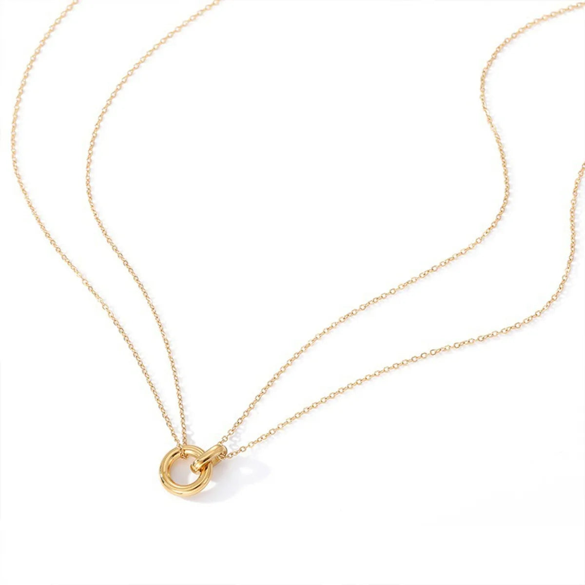 Simple Style Solid Color Stainless Steel Plating Gold Plated Layered Necklaces