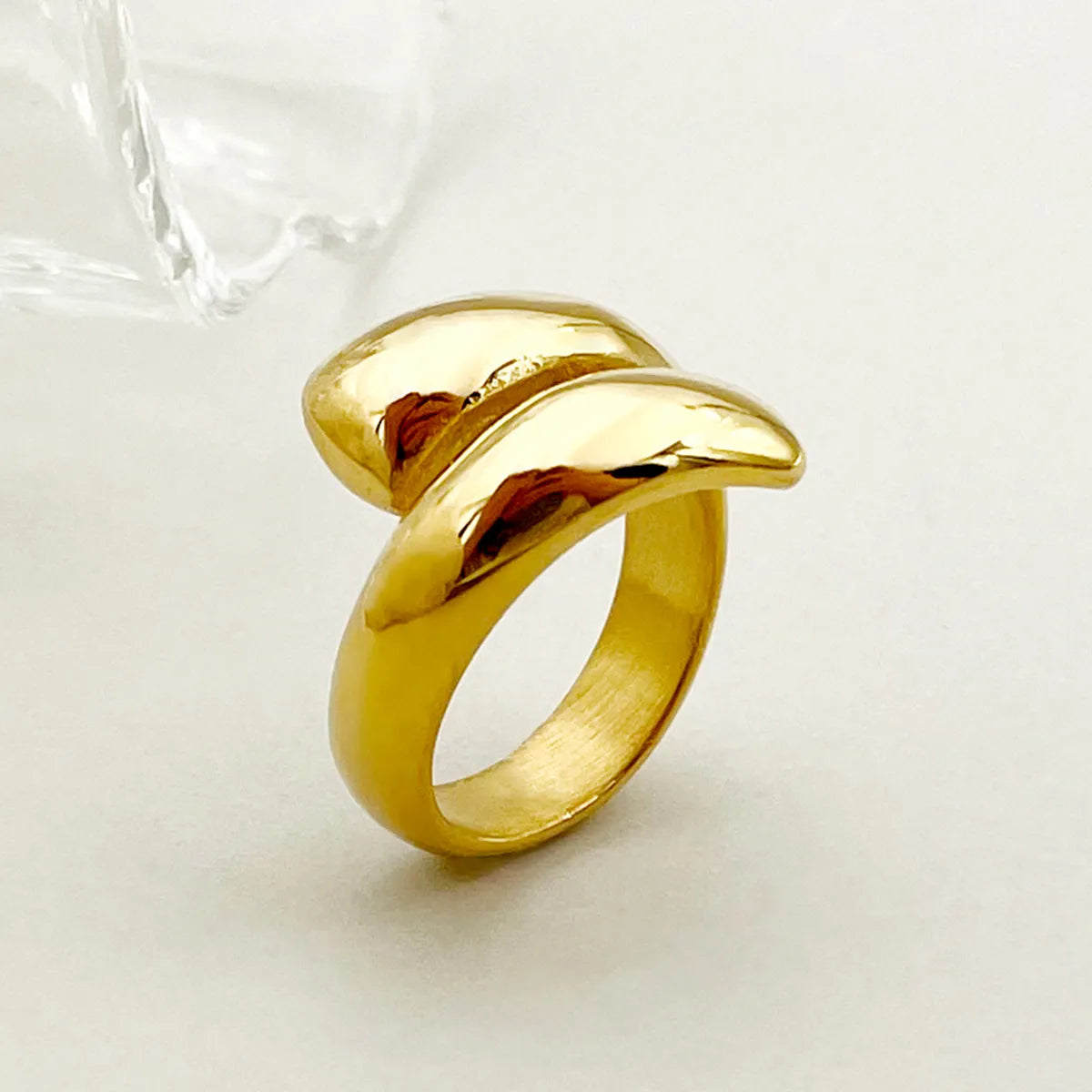 Simple Style Solid Color Stainless Steel Plating Gold Plated Open Rings