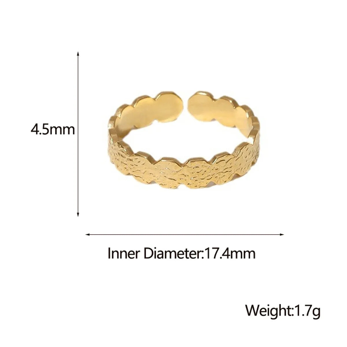 304 Stainless Steel 18K Gold Plated Simple Style Plating Solid Color Open Rings