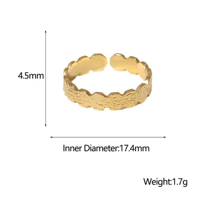 304 Stainless Steel 18K Gold Plated Simple Style Plating Solid Color Open Rings