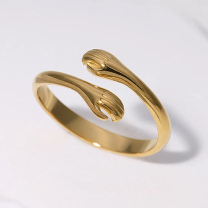 Simple Style Solid Color Stainless Steel Plating Gold Plated Open Rings