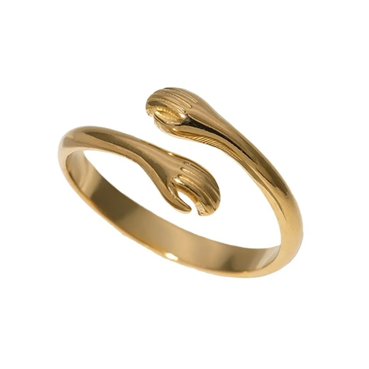 Simple Style Solid Color Stainless Steel Plating Gold Plated Open Rings