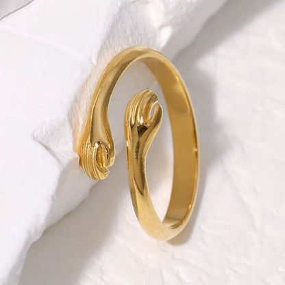 Simple Style Solid Color Stainless Steel Plating Gold Plated Open Rings