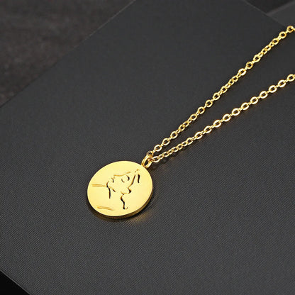 Simple Style Solid Color Stainless Steel Plating Gold Plated Pendant Necklace