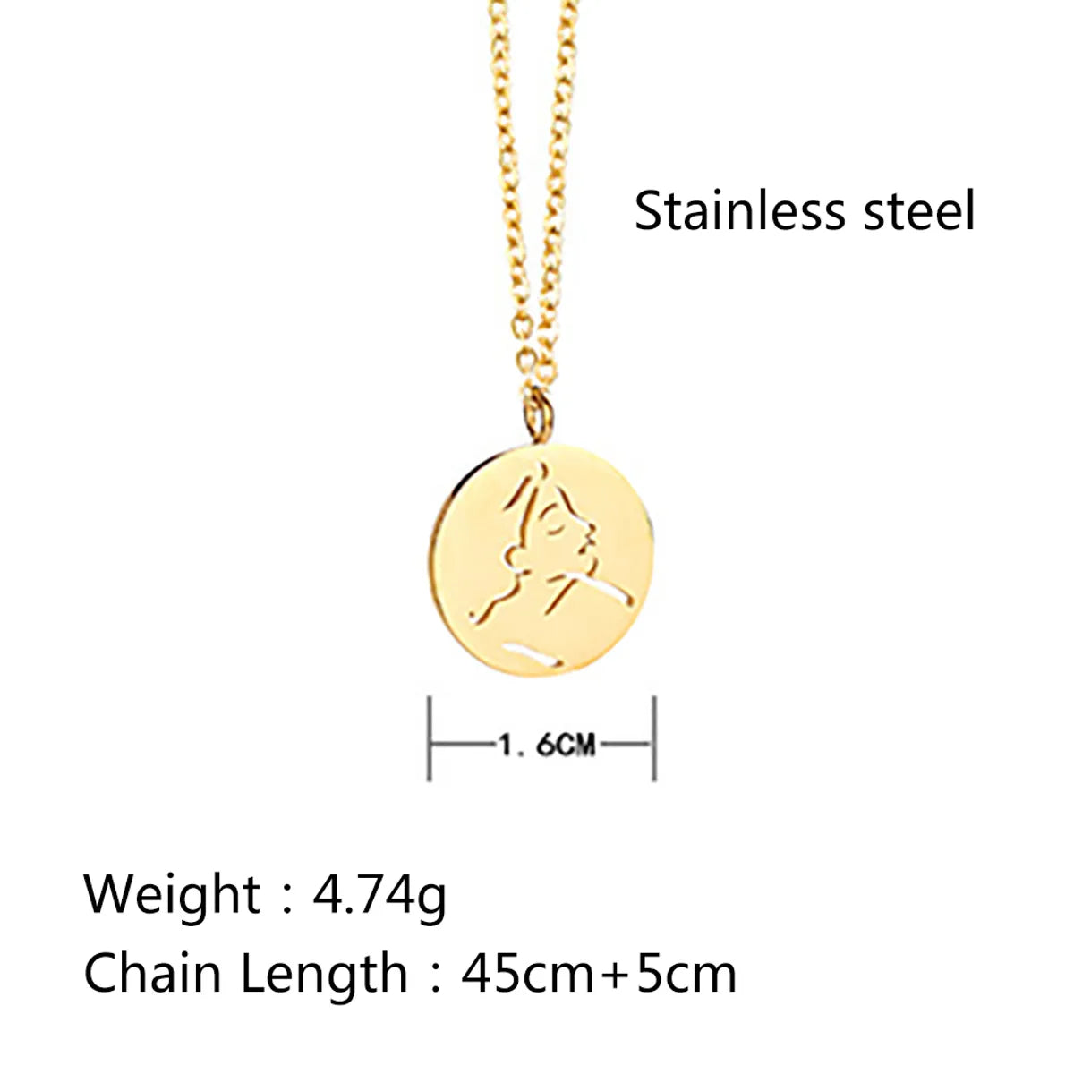 Simple Style Solid Color Stainless Steel Plating Gold Plated Pendant Necklace