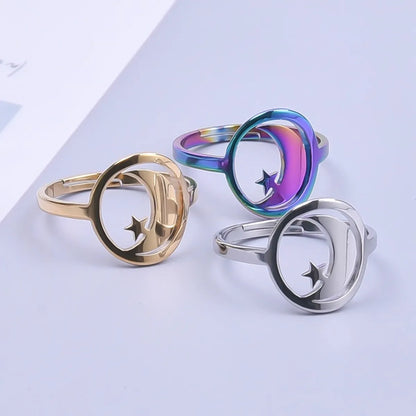 Wholesale Jewelry Simple Style Solid Color 304 Stainless Steel 18K Gold Plated Plating Rings