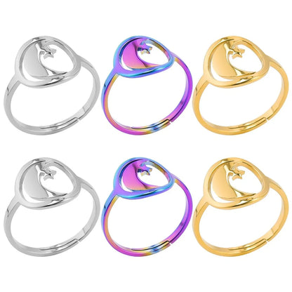 Wholesale Jewelry Simple Style Solid Color 304 Stainless Steel 18K Gold Plated Plating Rings