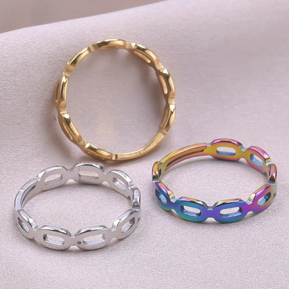 Wholesale Jewelry Simple Style Solid Color 304 Stainless Steel 18K Gold Plated Plating Rings