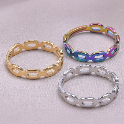 Wholesale Jewelry Simple Style Solid Color 304 Stainless Steel 18K Gold Plated Plating Rings