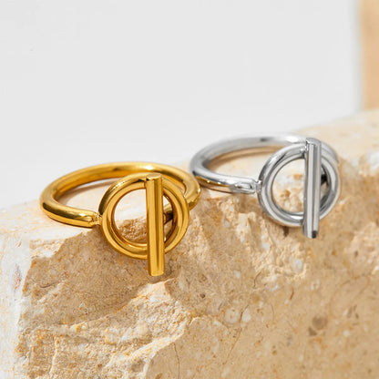 304 Stainless Steel 16K Gold Plated White Gold Plated Gold Plated Simple Style Plating Solid Color Rings