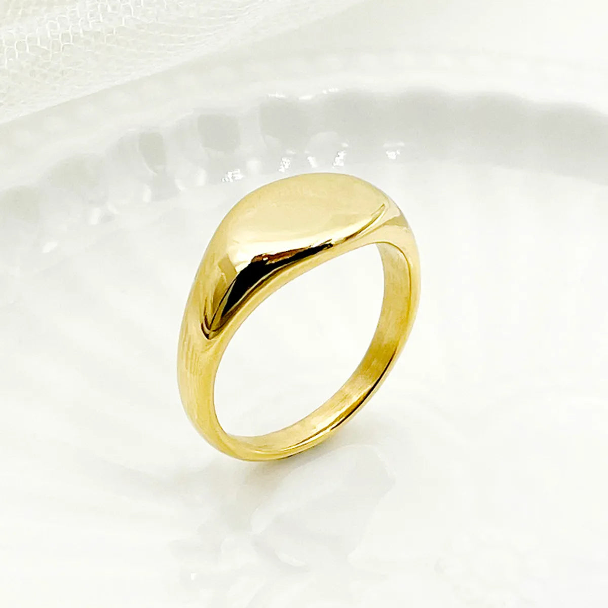 Simple Style Solid Color Stainless Steel Plating Gold Plated Rings