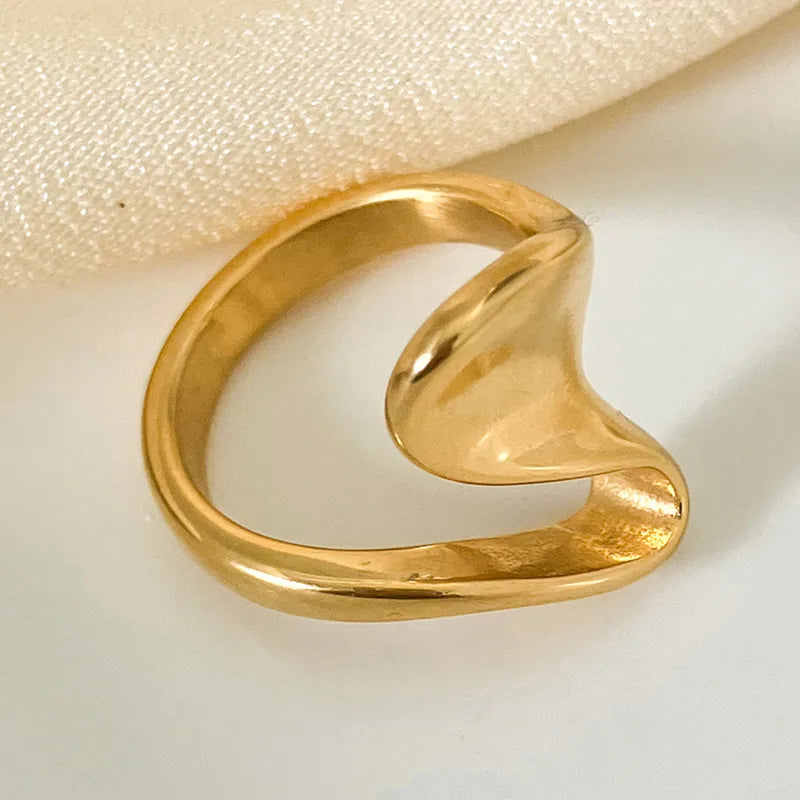 304 Stainless Steel 14K Gold Plated Simple Style Plating Solid Color Rings