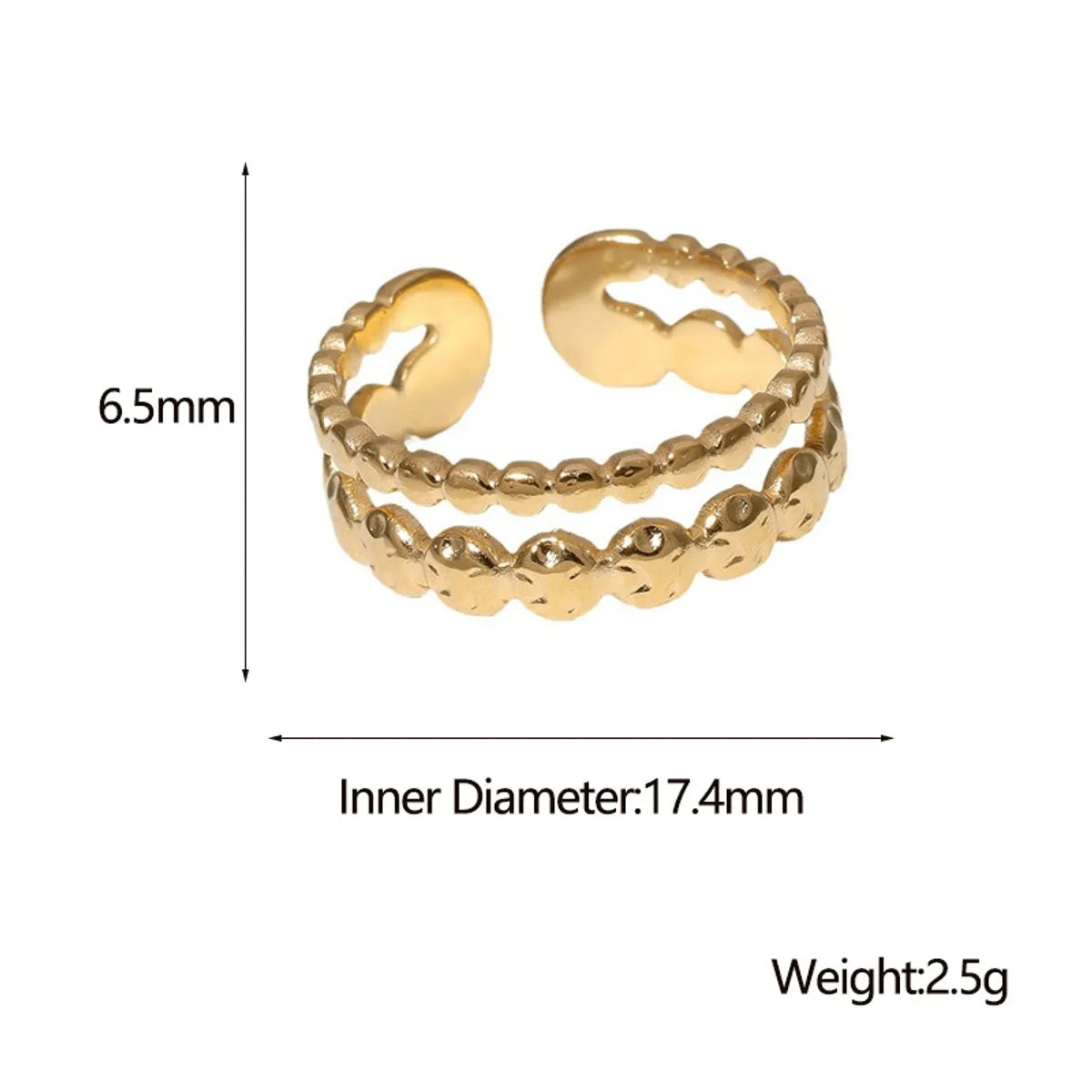 304 Stainless Steel 18K Gold Plated Simple Style Plating Solid Color Rings