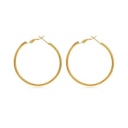 1 Pair Simple Style Solid Color Plating Stainless Steel Hoop Earrings