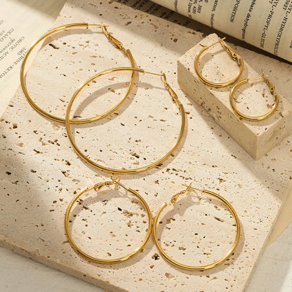 1 Pair Simple Style Solid Color Plating Stainless Steel Hoop Earrings