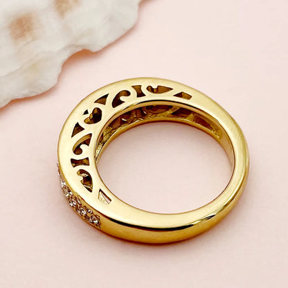 Simple Style Solid Color Stainless Steel Plating Inlay Rhinestones Gold Plated Rings