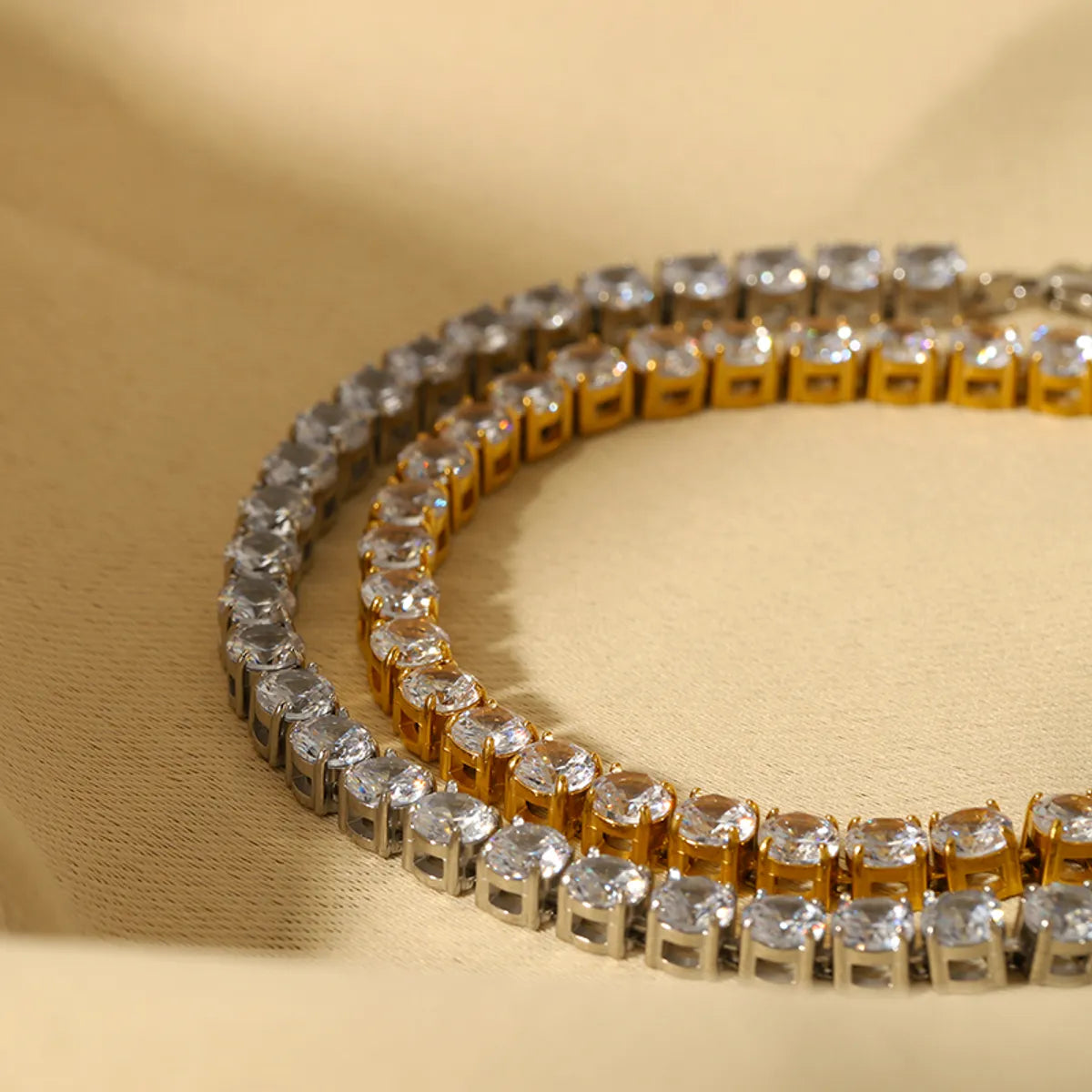 Simple Style Solid Color Stainless Steel Plating Inlay Zircon 18k Gold Plated Bracelets