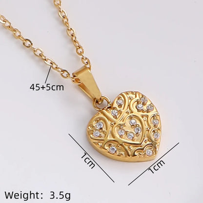 Simple Style Solid Color Stainless Steel Plating Inlay Zircon Gold Plated Pendant Necklace